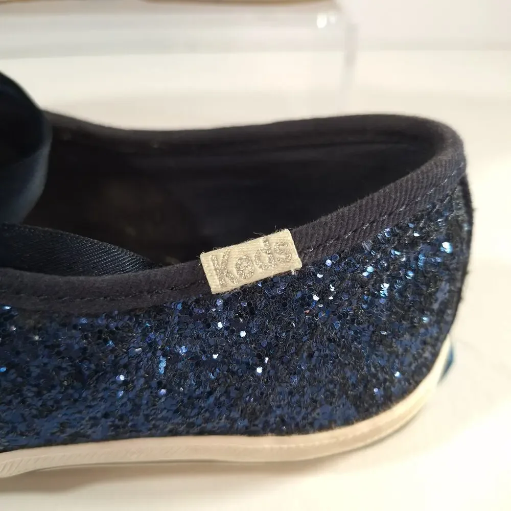 Keds X Kate Spade sz 6 Blue Glitter Women's Sneakers Casual Classic Preppy